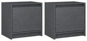 vidaXL Nachtkastjes 2st 40x30,5x40 cm massief grenenhout grijs
