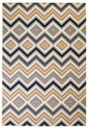 vidaXL Vloerkleed modern zigzag ontwerp 120x170 cm bruin/zwart/blauw