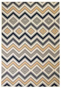 vidaXL Vloerkleed modern zigzag ontwerp 120x170 cm bruin/zwart/blauw