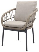 Julia naturel rope dining tuinstoel - Antraciet
