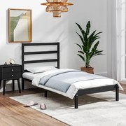 vidaXL Bedframe massief hout zwart 75x190 cm 2FT6 Small Single