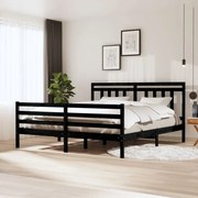 vidaXL Bedframe massief hout zwart 180x200 cm 6FT Super King