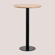 Ronde Hoge Bartafel In Essenfineer Frappe Ø70 Cm & Zwart - Sklum