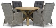 Tuinset Ronde Tuintafel 4 personen 120 cm Wicker Grijs  Garden Collections Kingston/Sand