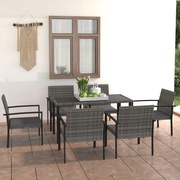 vidaXL 7-delige Tuinset poly rattan grijs