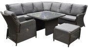 Bilbao premium dining hoek loungeset 6 delig antraciet wicker