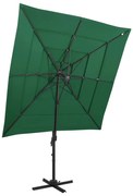 vidaXL Parasol 4-laags met aluminium paal 250x250 cm groen