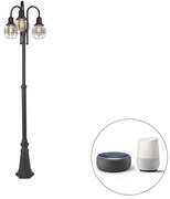 Smart buitenlamp zwart 3-lichts IP44 incl. Wifi ST64 - Guardado Landelijk / Rustiek, Landelijk E27 IP44 Buitenverlichting