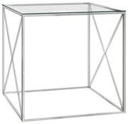 vidaXL Salontafel 55x55x55 cm roestvrij staal en glas zilverkleurig