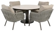 Taste by 4 Seasons Cannes low dining tuinset met Sarah tafel 130 cm LoungestoelTuinstoel   bruin weerbestendig