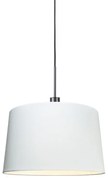 Stoffen Eettafel / Eetkamer Moderne hanglamp zwart met kap 45 cm wit - Combi 1 Design, Modern E27 rond Binnenverlichting Lamp