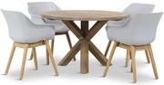 Tuinset Ronde Tuintafel 4 personen 120 cm Kunststof Grijs Hartman Sophie