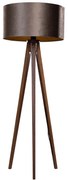 Vloerlamp tripod walnoot hout met velours kap bruin 50cm - Tripod Classic