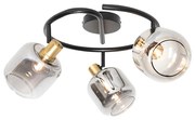 PlafondSpot / Opbouwspot / Plafondspot zwart met smoke glas rond 3-lichts - Zuzanna Modern E14 Binnenverlichting Lamp