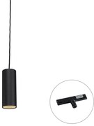 Design hanglamp zwart incl. rail adapter 1-fase - Slimline Tubo
