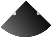 vidaXL Hoekplank met chromen dragers zwart 25x25 cm glas