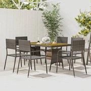 vidaXL 7-delige Tuinset poly rattan grijs