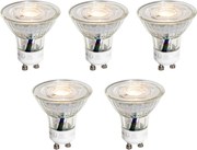 Set van 5 GU10 50mm LED lampen helder 3W 230 lm 2700K