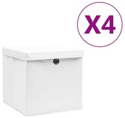 vidaXL Opbergboxen met deksels 4 st 28x28x28 cm wit