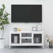 vidaXL Tv-meubel 105x35x52 cm staal en glas wit