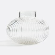 Ronde vaas in geribbeld glas H15 cm, Afa