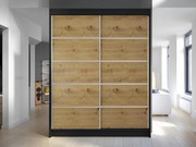 Kledingkast Closico Vastor IV, Artisan eiken, Zwart, 200x150x58cm, 117 kg, Kledingkast deuren: Schuivend, Aantal planken: 5, Aantal planken: 5