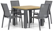 Tuinset 4 personen 90 cm Aluminium/textileen Grijs Lifestyle Garden Furniture Ultimate/Veneto