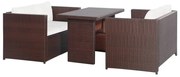 vidaXL 3-delige Bistroset met kussens poly rattan bruin