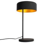 Retro tafellamp zwart met gouden binnenkant - Jinte Retro, Industriele / Industrie / Industrial E27 rond Binnenverlichting Lamp