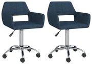 vidaXL Eetkamerstoelen draaibaar 2 st stof blauw