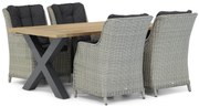 Tuinset 4 personen 180 cm Wicker Grijs Garden Collections Buckingham/Cardiff