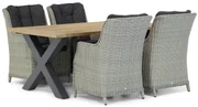 Tuinset 4 personen 180 cm Wicker Grijs Garden Collections Buckingham/Cardiff