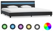 vidaXL Bedframe met LED kunstleer grijs 180x200 cm