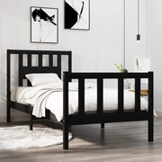 vidaXL Bedframe massief hout zwart 75x190 cm 2FT6 Small Single