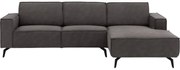 Goossens Hoekbank Hercules donkergrijs, microvezel, 2,5-zits, modern design met chaise longue rechts