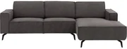 Goossens Hoekbank Hercules donkergrijs, microvezel, 2,5-zits, modern design met chaise longue rechts