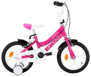 vidaXL Kinderfiets 14 inch zwart en roze