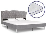 vidaXL Bed met traagschuim matras stof lichtgrijs 180x200 cm