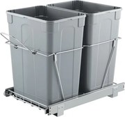VEVOR Uittrekbare prullenbak (35 Qt + 35 Qt) voor keukenkastjes, dubbele prullenbak onder de gootsteen, afvalcontainer voor onder de gootsteen, met robuust metalen schuifsysteem met volledige uittrekfunctie en handgreep