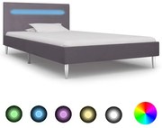 vidaXL Bedframe met LED stof grijs 90x200 cm