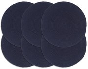 vidaXL Placemats 6 st rond 38 cm katoen effen marineblauw