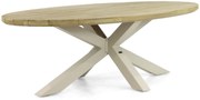 Dining Tuintafel ovaal 240 x 120 cm Aluminium/Teak Taupe Santika Diogo