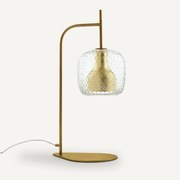 Tafellamp, messing en bewerkt glas, Mistinguett