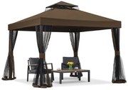 Bruin tuinpaviljoen met klamboe Valencia 3x3 m Tuinpunt