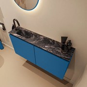 Mondiaz Ture DLux toiletmeubel 100cm jeans met wastafel lava links met kraangat