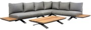 SUNS Stockholm hoek loungeset 3 delig light anthracite mixed weave / matt royal grey