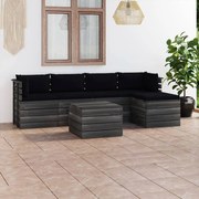 vidaXL 6-delige Loungeset met kussens pallet massief grenenhout