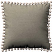 Dekoria Kussenhoes Wera met pompons, beige-grijs 45 x 45 cm