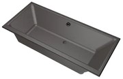 Xenz Kristal inbouwbad - 170x75cm - met overloop - zonder afvoer - Acryl Antraciet 6985-05