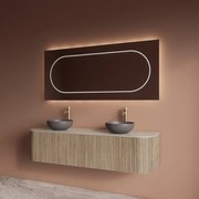 Gliss Design Alluro badmeubel ribbelfront met ronding links/rechts 160cm corn silk en wit marmer toppaneel